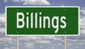 Highway sign for Billings Montana Royalty Free Stock Photo