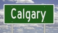 Highway sign for Calgary Alberta Canada