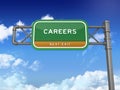 Highway Sign with CAREERS Word on Blue sky