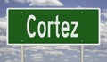 Highway sign for Cortez Colorado