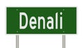 Highway sign for Denali Alaska