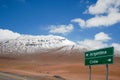 Highway sign with directions for Argentina and Chile at the border. Royalty Free Stock Photo