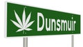 Highway sign for Dunsmuir California with marijuana leaf Royalty Free Stock Photo