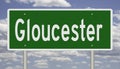 Highway sign for Gloucester Massachusetts