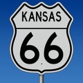 Highway sign for historic Route 66 in Kansas