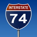 Highway sign for Interstate Route 74