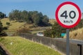 highway sign: 40km per hour, forty kilometers per hour Royalty Free Stock Photo
