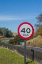 highway sign: 40km per hour, forty kilometers per hour Royalty Free Stock Photo