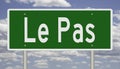 Highway sign for Le Pas Manitoba