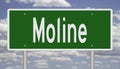 Highway sign for Moline Illinois
