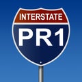 Highway sign for Puerto Rico Interstate Route PR1 Royalty Free Stock Photo