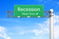 Highway Sign - Recession Royalty Free Stock Photo
