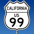 Highway sign for Route 99 in California
