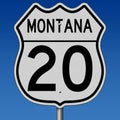 Highway sign for Route 20 in Montana