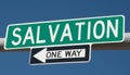 Highway sign with SALVATION and ONE WAY Royalty Free Stock Photo