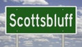 Highway sign for Scottsbluff Nebraska