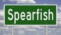 Highway sign for Spearfish South Dakota