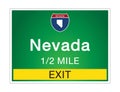 Highway signs before the exit To the state Nevada Of United States on a green background vector art images Illustration Royalty Free Stock Photo