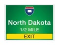 Highway signs before the exit To the state North Dakota Of United States on a green background vector art images Illustration Royalty Free Stock Photo