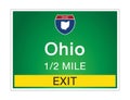 Highway signs before the exit To the state Ohio Of United States on a green background vector art images Illustration Royalty Free Stock Photo