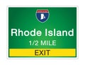 Highway signs before the exit To the state Rhode Island Of United States on a green background vector art images Illustration Royalty Free Stock Photo