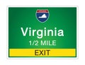Highway signs before the exit To the state Virginia Of United States on a green background vector art images Illustration Royalty Free Stock Photo