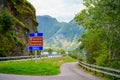 Highway signs in Norway Fjords