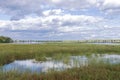 Highway spanning long meadow lake in bloomington Royalty Free Stock Photo