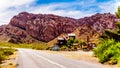 Highway SR165 runs through the old mining town of El Dorado in the El Dorado Canyon in the Nevada Desert, USA