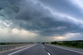 Highway and storm sky Royalty Free Stock Photo