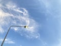 highway street lamp is on in the early morning blue sky Royalty Free Stock Photo