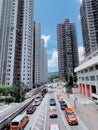Highway in summer on the streets of Tsuen Wam City, Hong Kong Royalty Free Stock Photo