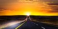Highway in Sunset Royalty Free Stock Photo