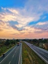 Highway sunset India Royalty Free Stock Photo