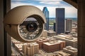 Highway surveillance speed measurement cameras installed along the urban road for traffic monitoring