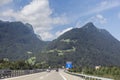 Highway swiss road in Alps mountains, Switzerland Royalty Free Stock Photo