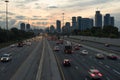 Highway in Toronto Ontario with tail lights at dawn Royalty Free Stock Photo