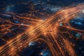 Highway traffic in the city at night. 3D rendering Royalty Free Stock Photo