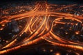 Highway traffic in the city at night. 3D rendering Royalty Free Stock Photo