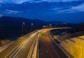 Highway traffic at dusk Royalty Free Stock Photo