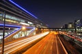 Highway traffic. Frankfurt airport railway station