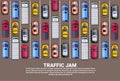 Highway Traffic Jam Top Above View With Road Full Of Different Cars Template Banner With Copy Space Royalty Free Stock Photo