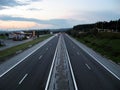 Highway traffic road at dusk Royalty Free Stock Photo