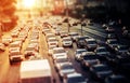 Highway Traffic at Sunset Royalty Free Stock Photo
