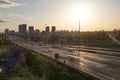 The 401 highway traffic in Toronto Ontario Canada and North York Royalty Free Stock Photo