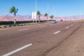 Highway and transport in the desert. Travel to the Middle East. Egypt, Sharm El Sheik Royalty Free Stock Photo