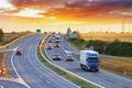 Highway transportation with cars and Truck Royalty Free Stock Photo