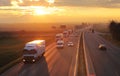 Highway transportation with cars and Truck Royalty Free Stock Photo