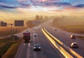 Highway transportation with cars and Truck Royalty Free Stock Photo