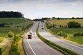 Highway transportation with cars and truck Royalty Free Stock Photo